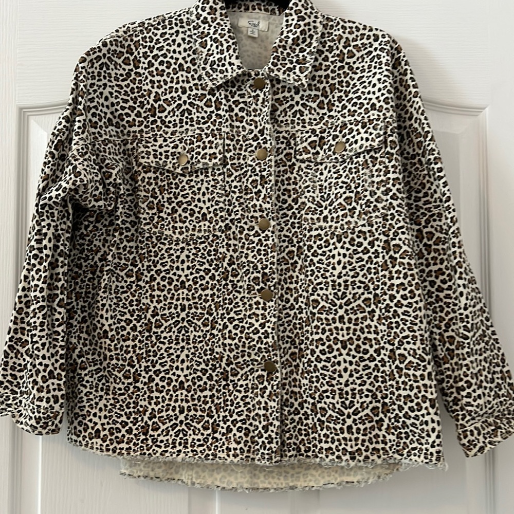 Easel Animal Print Jean Jacket.  NWOT
